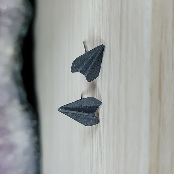 Hand Crafted Other - Ceramic Paper Airplane Stud Earrings